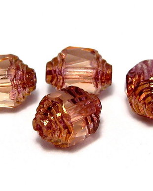 Margele din sticla, cu capete ondulate, 6x8 mm