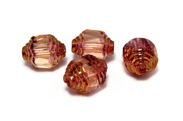 Margele din sticla, cu capete ondulate, 6x8 mm