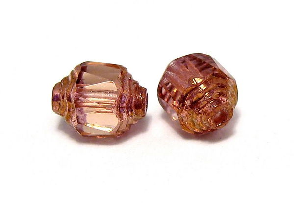 Margele din sticla, cu capete ondulate, 6x8 mm