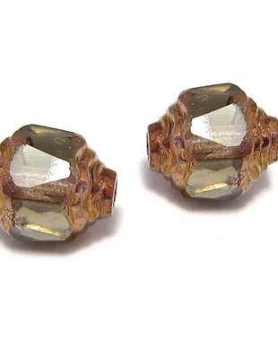 Margele din sticla, cu capete ondulate, 6x8 mm