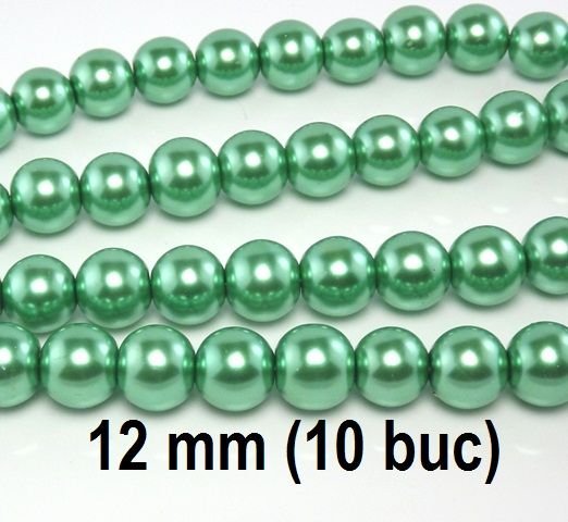Perle de sticla, 10 buc, 12 mm