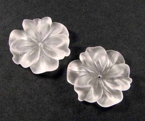 4697 - (1 buc) Floare sculptata, cristal de stancal, frosted, 25x5mm