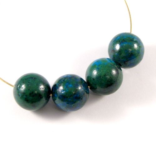 4718 - (4 buc) Chrysocolla de sinteza, sfere 14mm