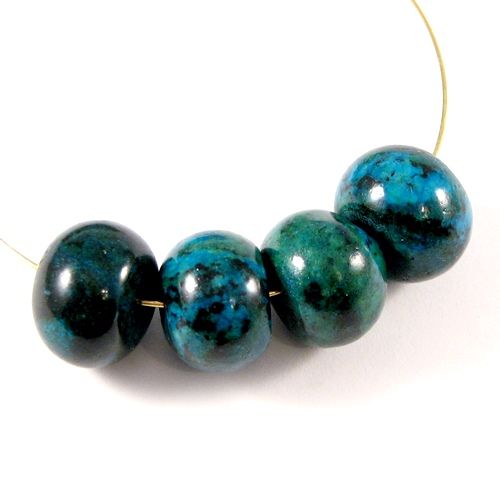 4719 - (4 buc) Chrysocolla de sinteza, rondele,  16x11-12mm