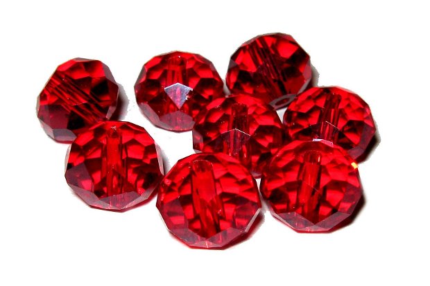 Cristale din sticla, 6x4 mm, rosii