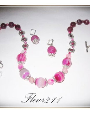 SET- AGATE FATETATE FUCSIA- 3- RETINUT