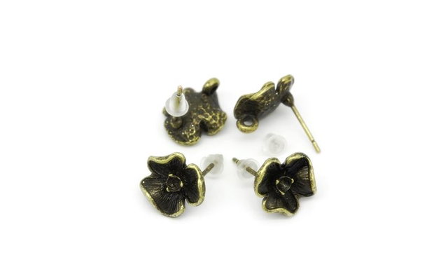 2b tortite cercei bronz , flori 14x13mm BZLAK 12