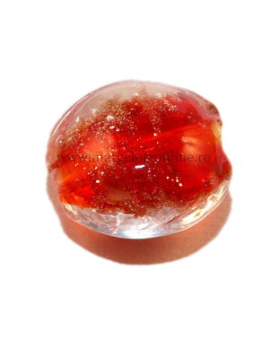 Margele de lampa, plate, 12 mm, rosii