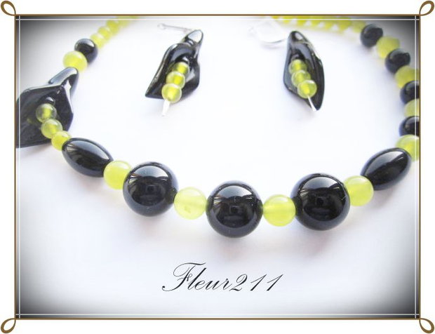 SET- ONIX NEGRU SI AGATE OLIVE