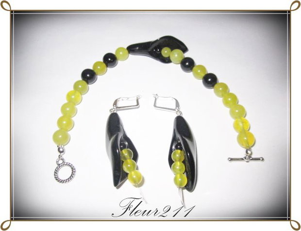 SET- ONIX NEGRU SI AGATE OLIVE