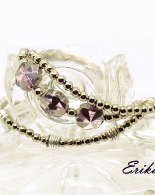 Set bratara si cercei floare de cristal mov