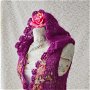 Vesta crosetata cu aplicatii  dantelate Purple winter(REZERVATA)