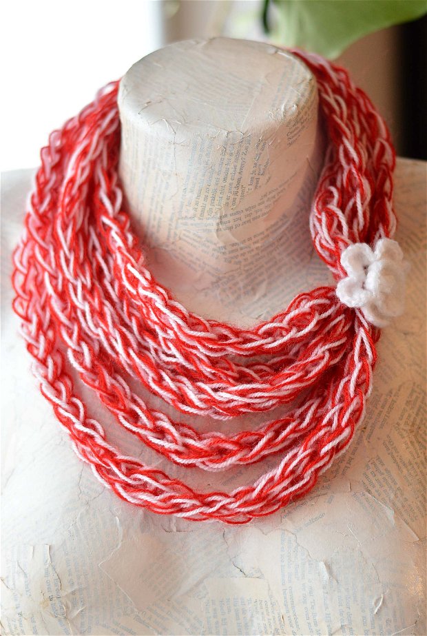 Tube scarf - Red & White