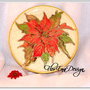 D0244 # Craciunita - farfurie lemn, tehnica decoupage, patina de antichizare / crapare, 22cm