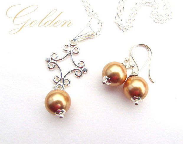 Set perle swarosvki&accesorii argintate GOLDEN