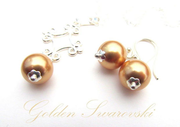 Set perle swarosvki&accesorii argintate GOLDEN