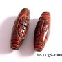 4628 - (2 buc) Jasp poppy sculptat, forma suveica, 32-33 x 9-10mm