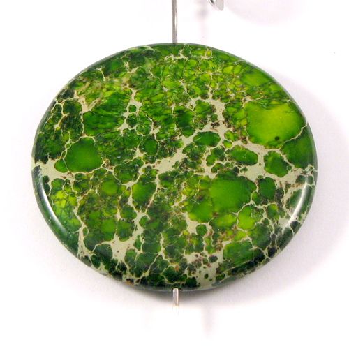 4755 - Pandantiv, variscite, disc, verde beige, 45x7mm