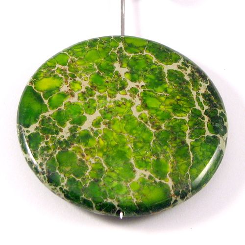 4755 - Pandantiv, variscite, disc, verde beige, 45x7mm