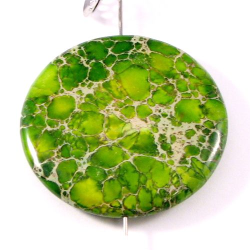 4756 - Pandantiv, variscite, disc, verde beige, 45x7mm