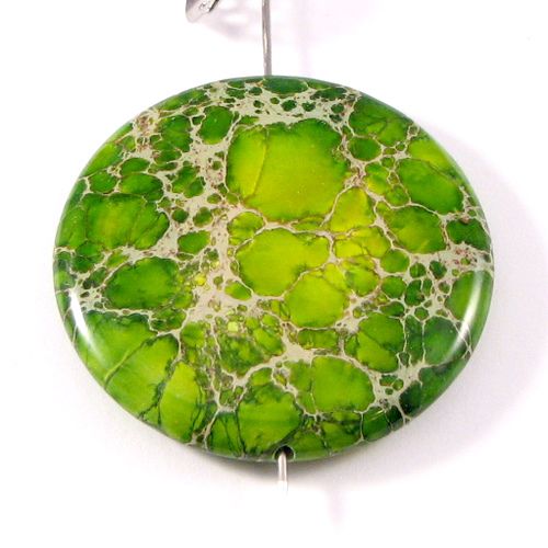 4756 - Pandantiv, variscite, disc, verde beige, 45x7mm