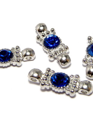 Distantiere cu strasuri albastre, 2 siruri, 21x8 mm