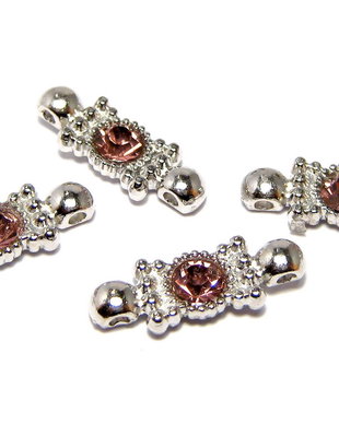 Distantiere cu strasuri purpurii, 2 siruri, 21x8 mm