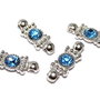 Distantiere cu strasuri albastre, 2 siruri, 21x8 mm