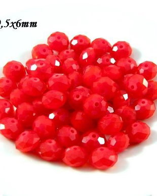 4801 - (70buc) Cristale sticla fatetata rosu 9.5x6mm