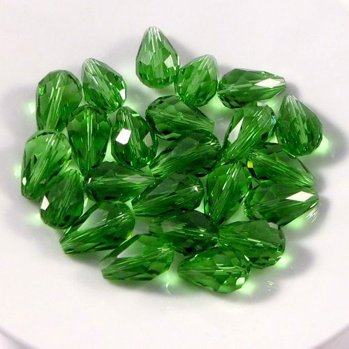4814- 10buc Cristale sticla fatetata verde 15x10mm