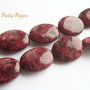 Jasper oval in nuante de visiniu aprox 6-7x15x20 mm
