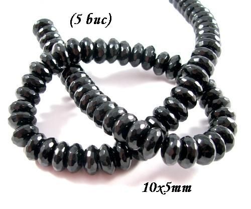 4159 - 5buc Margele onix negru rondele fatetate