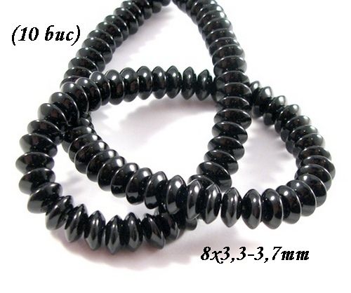 4160 - 10buc Margele onix negru rondele