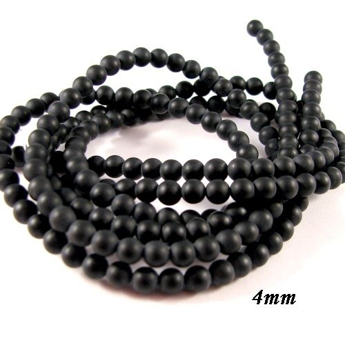 4832 - 20buc Margele onix negru mat sfere 4mm