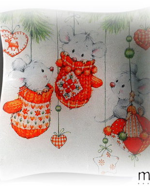 Farfurie sticla - Christmas mouse :)