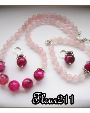 SET- AGATE FUCSIA SI CUART ROZ