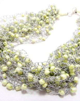 Colier "Silver Grey and Butter Beige Beads"
