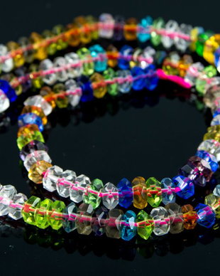 C1098 Cristal rondele fatetate neregulate, colorate, aprox. 6x3.5mm