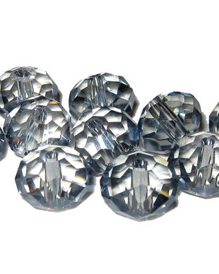 Cristale din sticla, rondelle, 6x5 mm, gri inchis