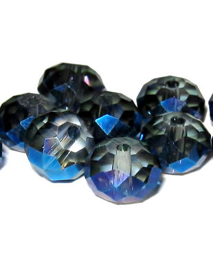 Cristale din sticla, rondelle, 6x5 mm, albastre