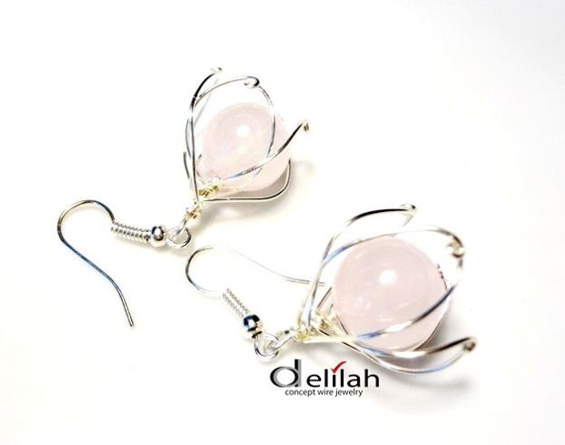 Tulip Earrings, Rose Quartz