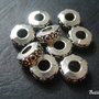 Margea metalica stil Pandora cu model floral aprox 4x10 mm