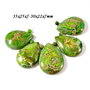 4862 - SET, 5 piese, pandantiv, baza colier, sediment marin verde si beige