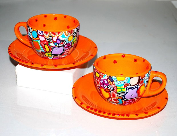 Set doua Cesti cu Farfurioare Poppies in Goa Garden From GOA Collection