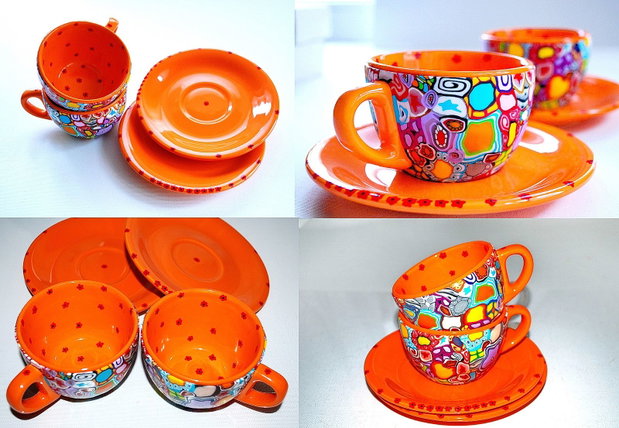 Set doua Cesti cu Farfurioare Poppies in Goa Garden From GOA Collection