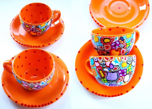 Set doua Cesti cu Farfurioare Poppies in Goa Garden From GOA Collection