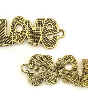 Conector LOVE, finisaj auriu antichizat, 42x17,5 mm (cod 6-201)