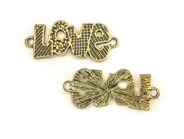 Conector LOVE, finisaj auriu antichizat, 42x17,5 mm (cod 6-201)