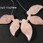 4874 - SET, 5 piese, pandantiv, baza colier, frunze sculptate, cuart roz