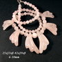 4875 - SET, 6 piese, pandantiv, baza colier, frunze sculptate, cuart roz